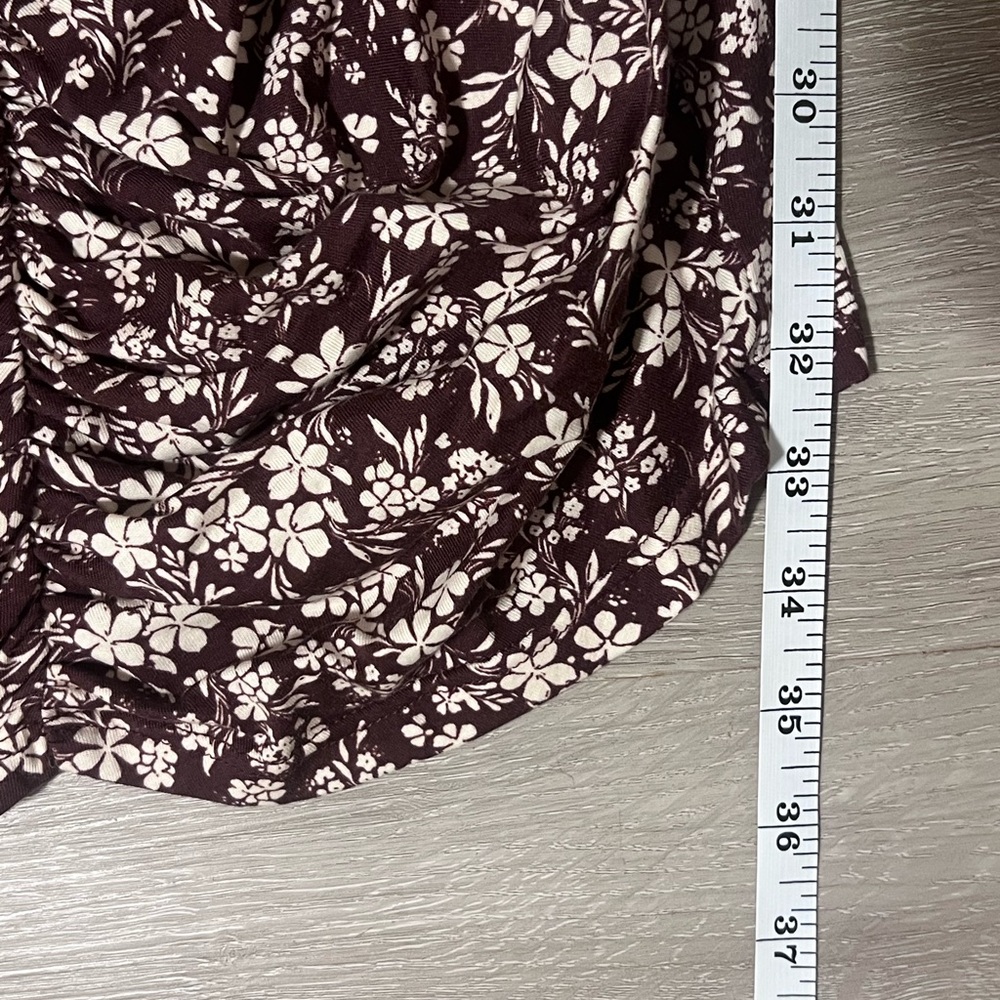 ASOS Brown and White Off the Shoulder Puff Sleeve Dress - Picture 8 of 10